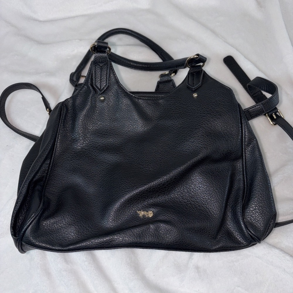 Matthew + Julian Satchel Bag Pockets Zip Lined Black Roomy Soft Classic Chic EUC